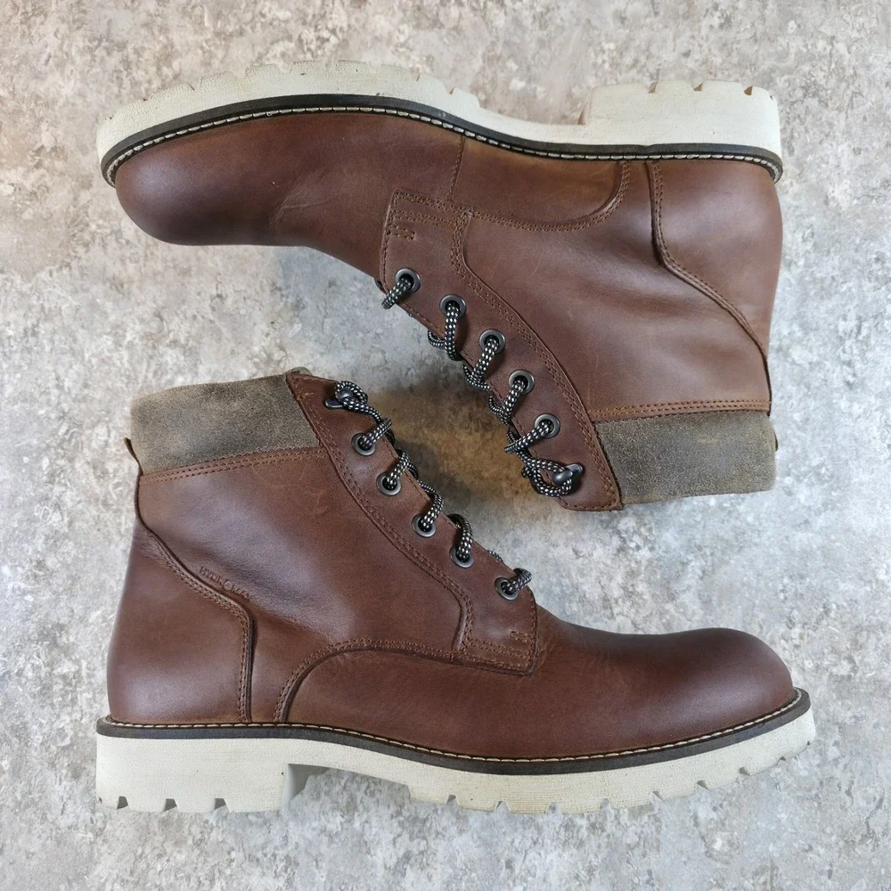 ECCO Mens Jamestown High-Cut Cognac Cocoa Brown Boots Size 9 - 9.5 *Barely Worn
